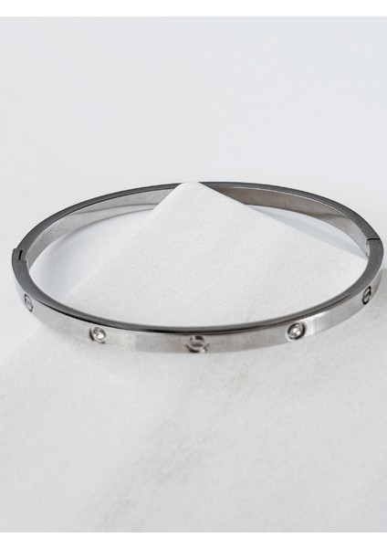 Taşlı Silver Kelepçe