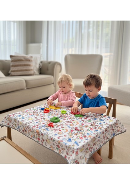 Ebat: 145x180cm, Family, Su Geçirmez, Mama Sandalyesi Altı Yer Örtüsü, Çok Amaçlı modelleri