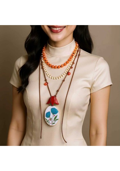 Hafif Lüks Yüksek Kali Boncuklu Örgülü Alaşım Damla Yağlı Çiçek Kolye Çok Katmanlı Gerdanlık (Yurt Dışından) fiyatları