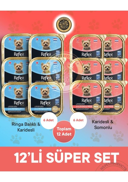 Plus Pate Msc Karidesli ve Somonlu Mini ve Küçük Irklar Için Yetişkin Köpek Maması 12X85 G