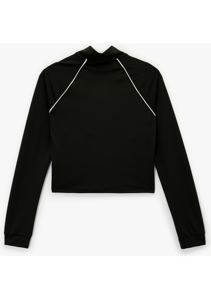 Dik Yaka Uzun Kollu Biyeli Fermuarlı Spor Sweatshirt fiyatları