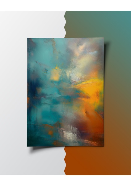 Çerçevesiz Poster, Soyut Modern Sarı,mavi,turkuaz Yağlı Boya Efektli, Dijital Baskı 3'lü Soyut Poster fiyatları