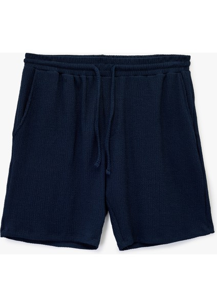 Rahat Kalıp Pamuk Viskon Karışımlı Bermuda Beli Bağcıklı Spor Şort