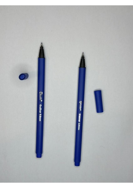 Fineliner 0,4 mm Keçeli Kalem (2 Adet Sarı+ 2 Adet Mavi) 4 Adet