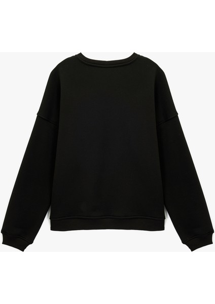 Şardonlu Uzun Kollu Bisiklet Yaka Pul Payet Detaylı Sweatshirt fiyatları