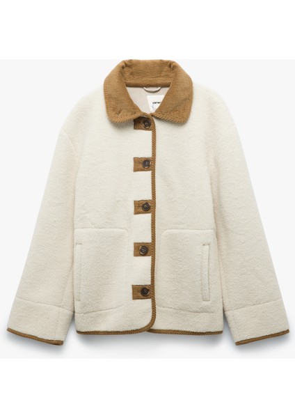 Uzun Kollu Düğmeli Cepli Kruvaze Klasik Yaka Peluş Ceket fırsatları