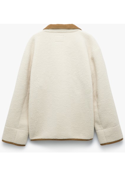 Uzun Kollu Düğmeli Cepli Kruvaze Klasik Yaka Peluş Ceket indirimleri