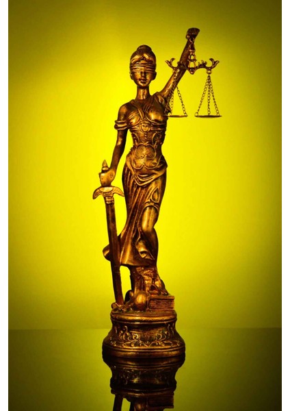 Adalet Tanrıçası Themis Battal Boy Gold Altın Dekoratif Heykel Biblo