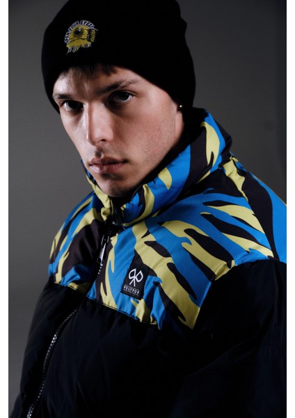 Siyah Desenli Şişme Puffer Mont fırsatları