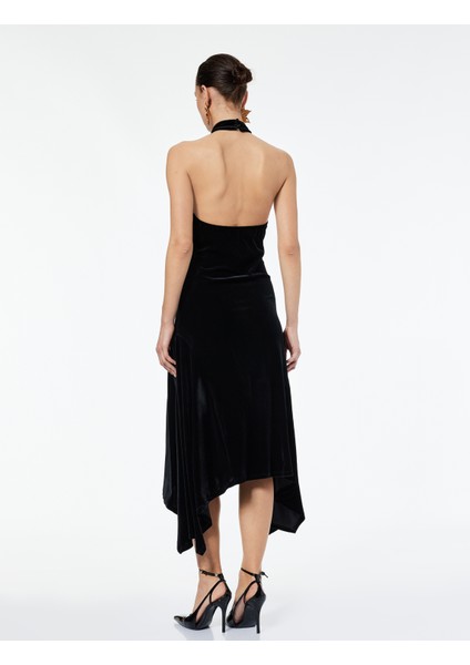 Halter Yaka Kolsuz Sırt Detaylı Midi Elbise fırsatları