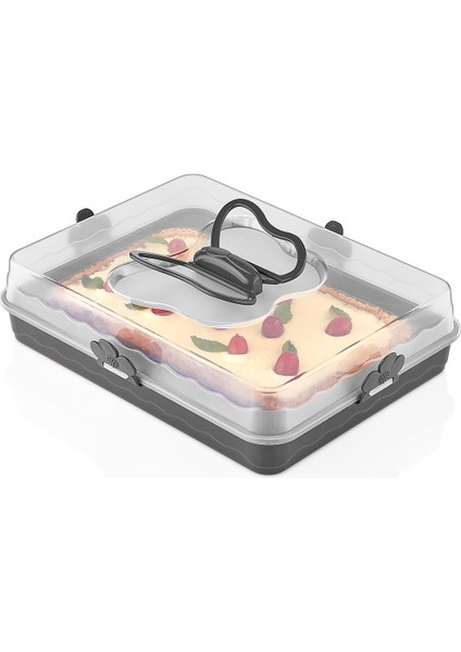 Pasta Börek Saklama Taşıma Sunum Kabı Qlux Bpa İçermez L-00587 Tezgahüstü Sunum Kabı