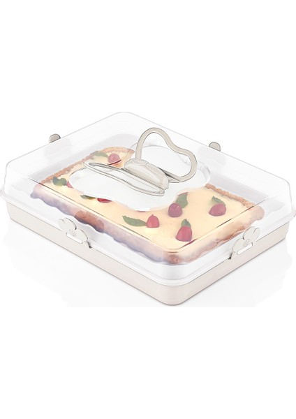 Pasta Börek Saklama Taşıma Sunum Kabı Qlux Bpa İçermez L-00587 Tezgahüstü Sunum Kabı