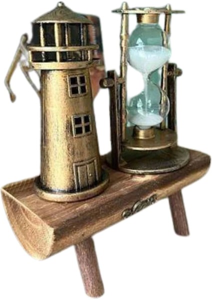 Hediyelik Eşya Retro Ahşap Deniz Feneri Kum Saati Biblo modelleri