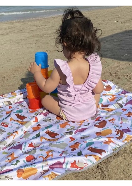 Zoo, Ebat: 145x150cm Su Geçirmez, Yer/masa Örtüsü Yemek ve Oyun için Çok Amaçlı