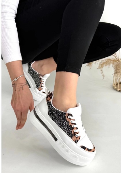 Lawin Beyaz Cilt Siyah Simli Bağcıklı Spor Ayakkabı fiyatları