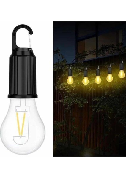 Şarjlı Dekoratif Kamp Lambası Askılı Ampul LED Işık Type-C Girişli modelleri