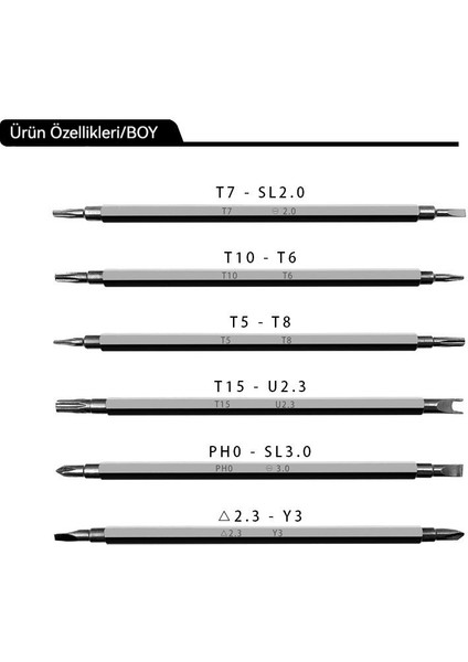 6 Bir Tornavida Seti Donanım Araçları (Yurt Dışından) fiyatları