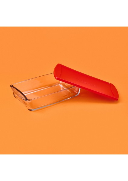 Kapaklı Dikdörtgen Borcam - Şeffaf / Kırmızı - 1320 ml modelleri