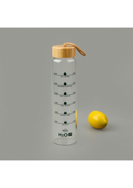 H2O Fit Bambu Kapaklı Cam Matara - Şeffaf / Açık Kahverengi - 1 Lt fiyatları