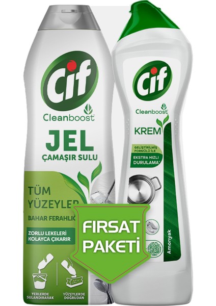 Cıf Krem Amonyak 750 ml + Jel Bahar Ferahlığı 750 ml 2 Adet