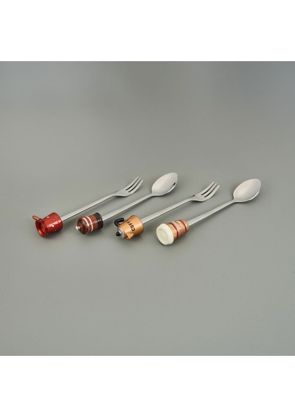 Kaşık ve Çatal Figürlü 4 Parça Sunum Seti - Renkli fiyatları