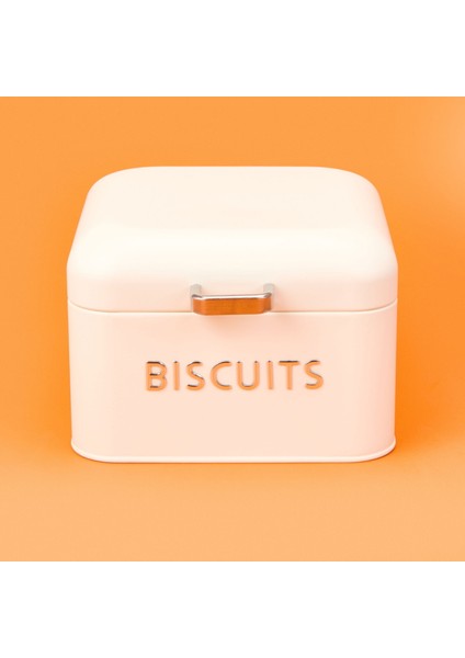 Galvaniz Bisküvi Kutusu - Krem - 3,5 Lt