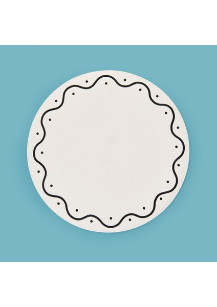 Kitchen Yuvarlak Deri Supla - Beyaz / Siyah - 38 cm