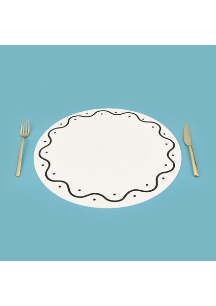 Kitchen Yuvarlak Deri Supla - Beyaz / Siyah - 38 cm fiyatları