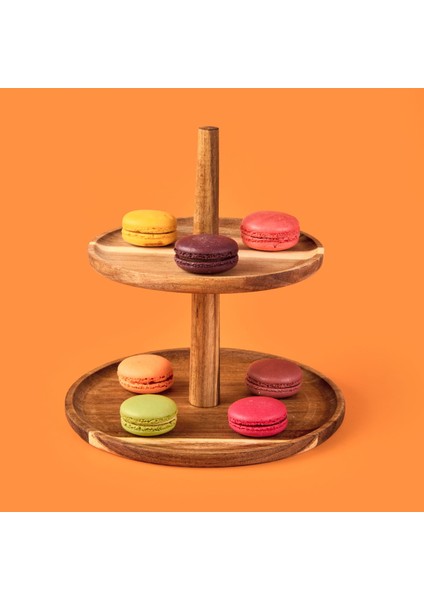 Houseware 2 Katlı Akasya Sunumluk - Kahverengi - 23 cm fiyatları