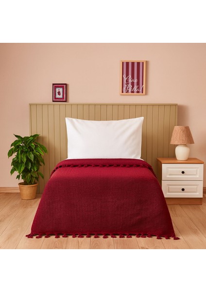Soft Alora Tek Kişilik Yatak Örtüsü - Kırmızı - 160X230 cm