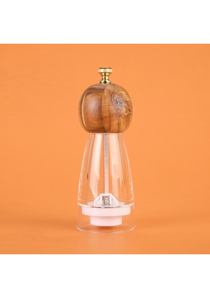 Akrilik Tuz Karabiber Öğütücü - Kahverengi / Şeffaf - 20 cm