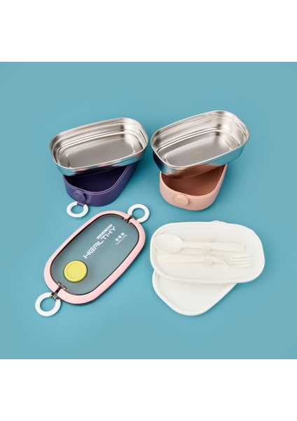 Healty Iki Katlı Çelik Yemek Kabı - Mor / Pembe - 1,3 Lt modelleri
