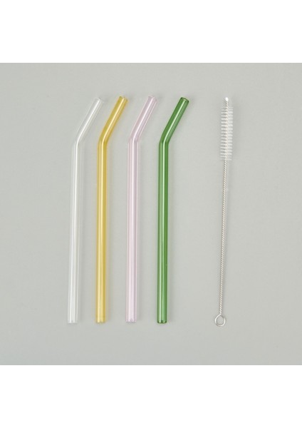 4'lü Cam Pipet ve Fırça Seti - Renkli