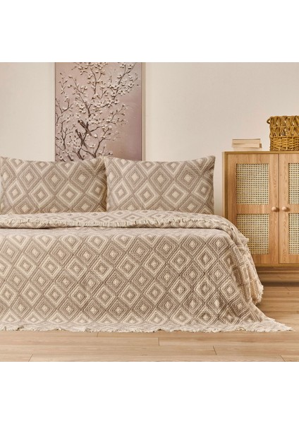 Soft Tamyr Çift Kişilik Yatak Örtüsü Seti - Bej - 230X250 cm