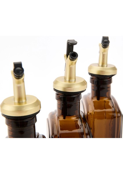 Kitchen Ahşap Stantlı 3'lü Yağlık Sirkelik Seti - Amber - 300 ml modelleri