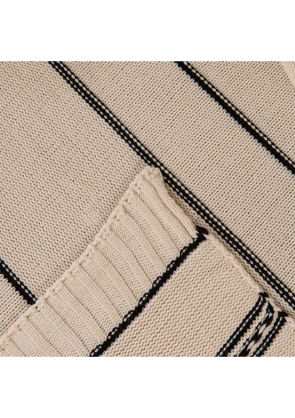 Soft Çizgili Triko Koltuk Şalı - Ekru - 120X160 cm modelleri