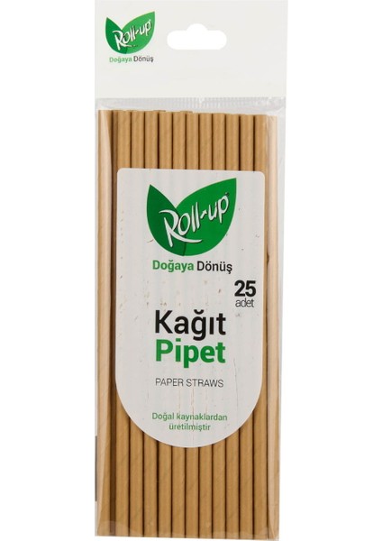 25'li Kağıt Pipet - Asorti - 20 cm