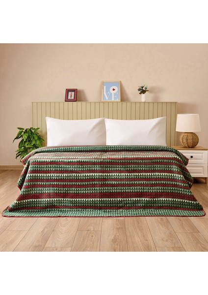 Soft Bliss Pamuklu Çift Kişilik Battaniye - Yeşil - 200X220 cm