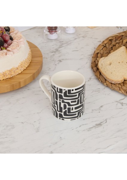 Kitchen Siyah Çizgili Porselen Kupa - Siyah / Beyaz - 290 ml fiyatları