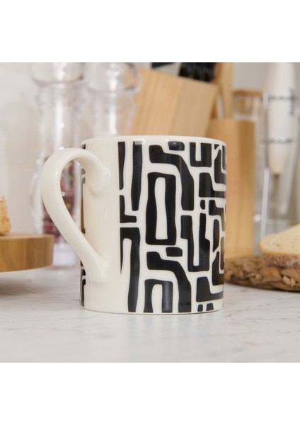 Kitchen Siyah Çizgili Porselen Kupa - Siyah / Beyaz - 290 ml modelleri