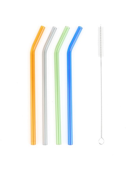 4'lü Cam Pipet Seti - Renkli - 20 cm