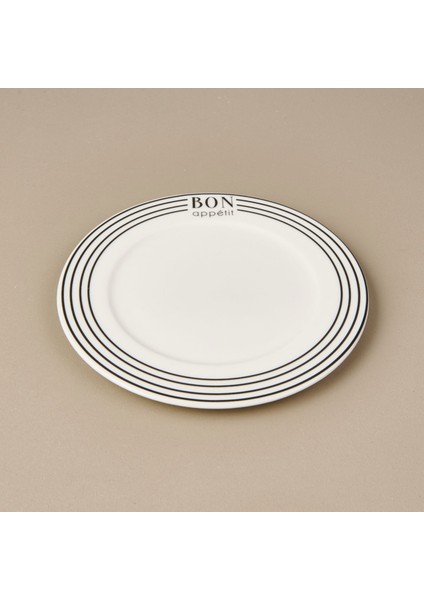 Kitchen Elegant Curves Porselen Pasta Tabağı - Siyah / Beyaz - 20 cm