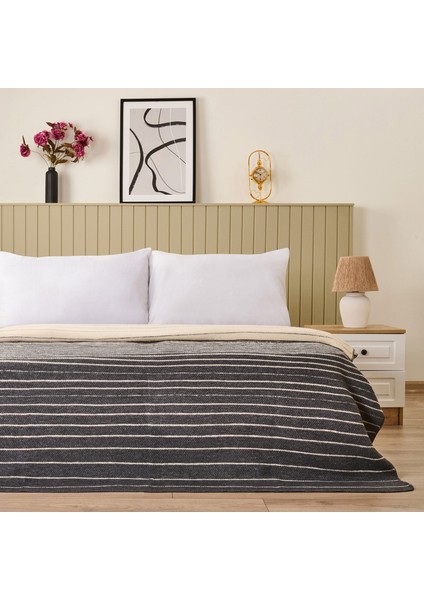 Soft Victor Pamuklu Çift Kişilik Battaniye - Antrasit - 200X220 cm