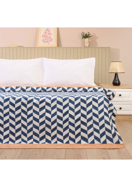 Soft Flux Pamuklu Çift Kişilik Battaniye - Lacivert - 200X220 cm