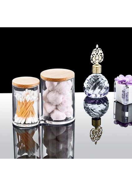 Up Ahşap Kapaklı 2'li Pamuk Kutusu