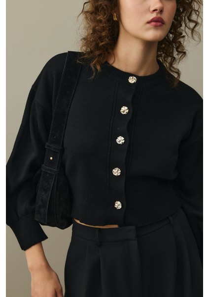 Dore Düğmeli Triko Hırka Siyah indirimleri