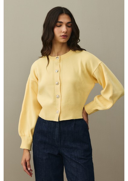 Dore Düğmeli Triko Hırka Sarı indirimleri