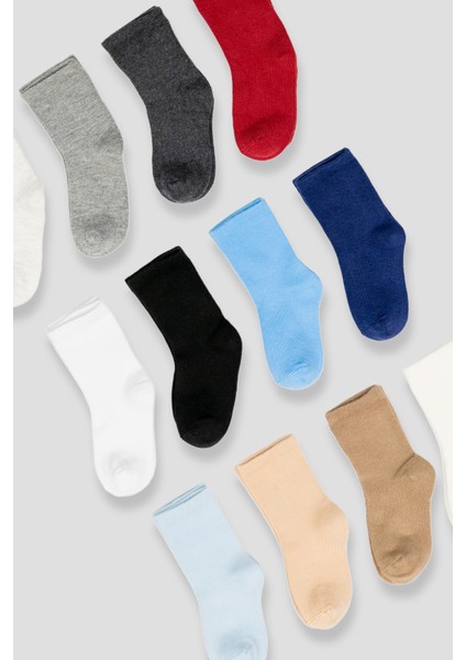 12 Çift Mevsimsel Pamuklu & Desenli Erkek Çocuk ve Bebek Soket Çorap fırsatları