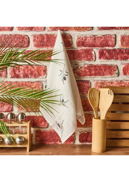 Soft Müslin Zeytin Desenli Kurulama Bezi - Beyaz - 40X60 cm