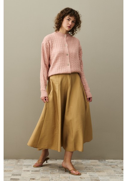 Saç Örgü Crop Hırka Pembe